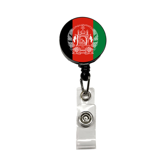 Afghanistan Country Flag Retractable ID Key Card Name Tag Badge Holder with Clip