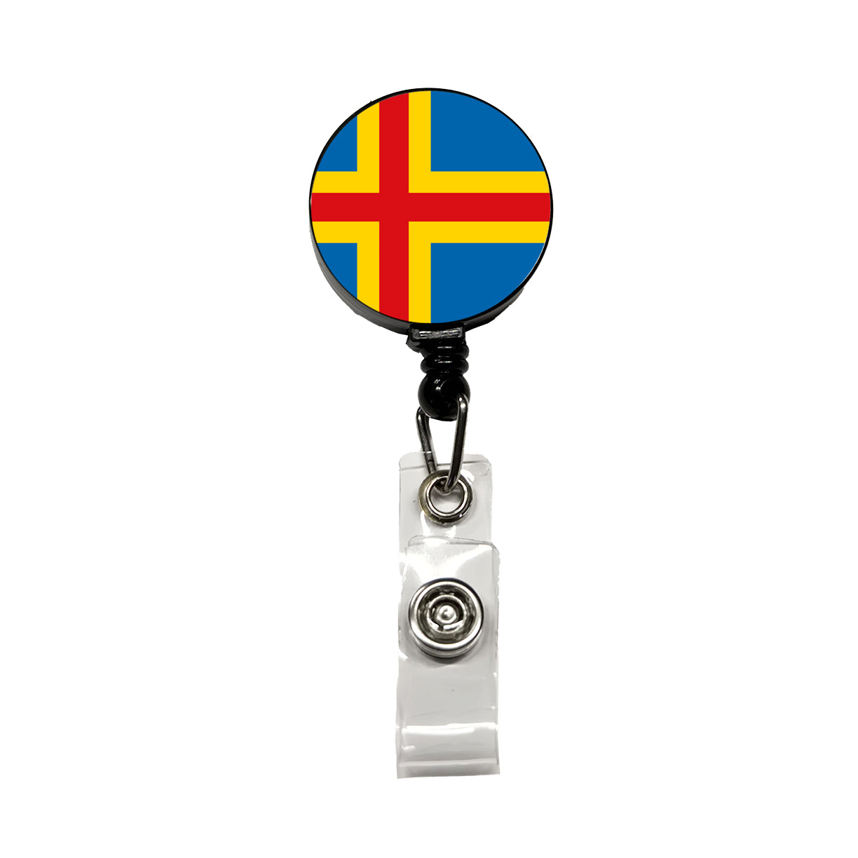 Aland Islands Country Flag Retractable ID Key Card Name Tag Badge Holder with Clip