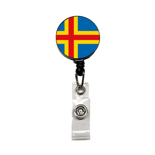 Aland Islands Country Flag Retractable ID Key Card Name Tag Badge Holder with Clip