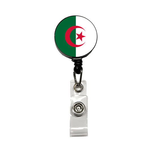 Algeria Country Flag Retractable ID Key Card Name Tag Badge Holder with Clip
