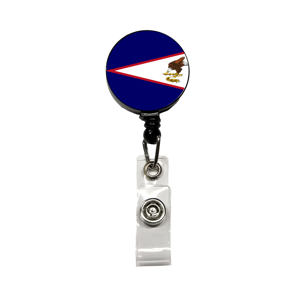 American Samoa Country Flag Retractable ID Key Card Name Tag Badge Holder with Clip