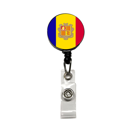 Andorra Country Flag Retractable ID Key Card Name Tag Badge Holder with Clip