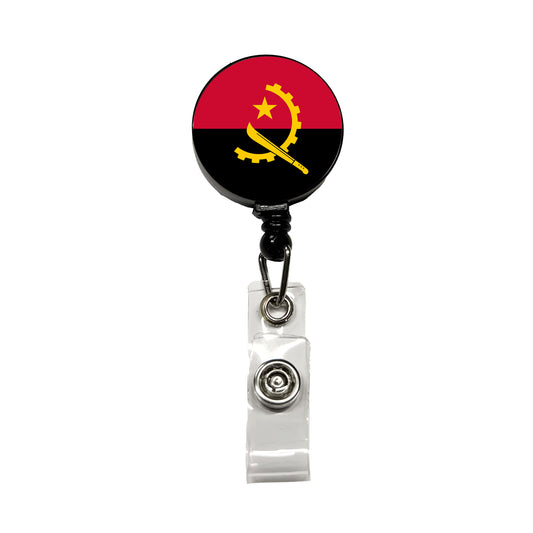 Angola Country Flag Retractable ID Key Card Name Tag Badge Holder with Clip