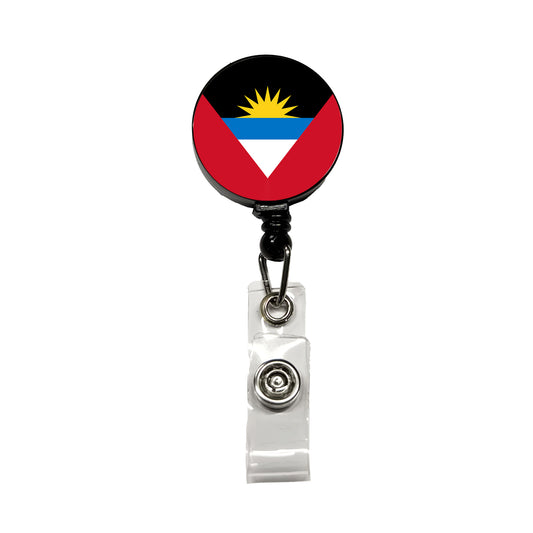 Antigua and Barbuda Country Flag Retractable ID Key Card Name Tag Badge Holder with Clip