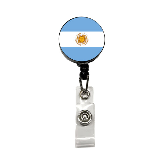 Argentina Country Flag Retractable ID Key Card Name Tag Badge Holder with Clip