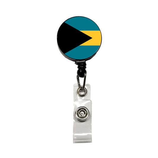 Bahamas Country Flag Retractable ID Key Card Name Tag Badge Holder with Clip