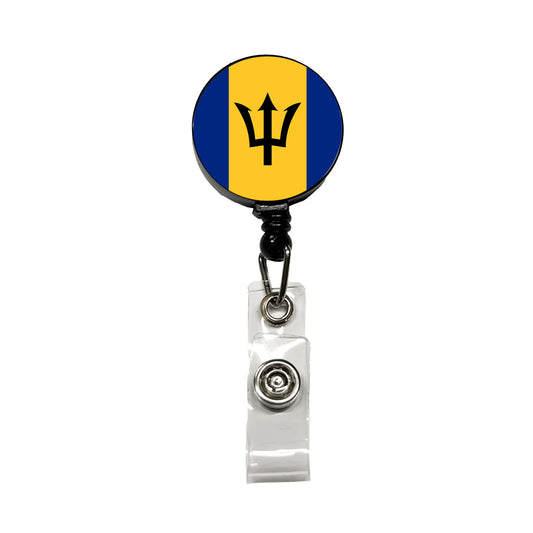 Barbados Country Flag Retractable ID Key Card Name Tag Badge Holder with Clip