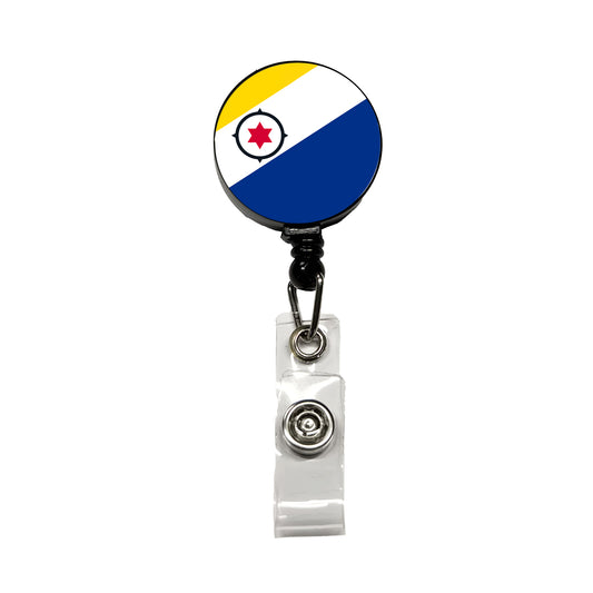 Bonaire, Sint Eustatius and Saba Country Flag Retractable ID Key Card Name Tag Badge Holder with Clip