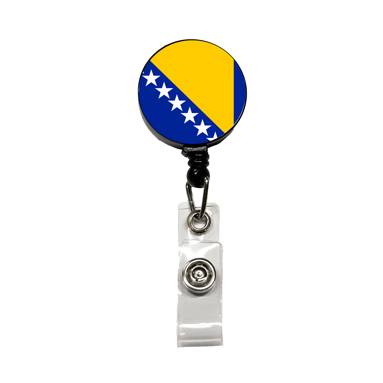 Bosnia and Herzegovina Country Flag Retractable ID Key Card Name Tag Badge Holder with Clip