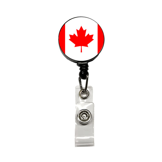 Canada Country Flag Retractable ID Key Card Name Tag Badge Holder with Clip