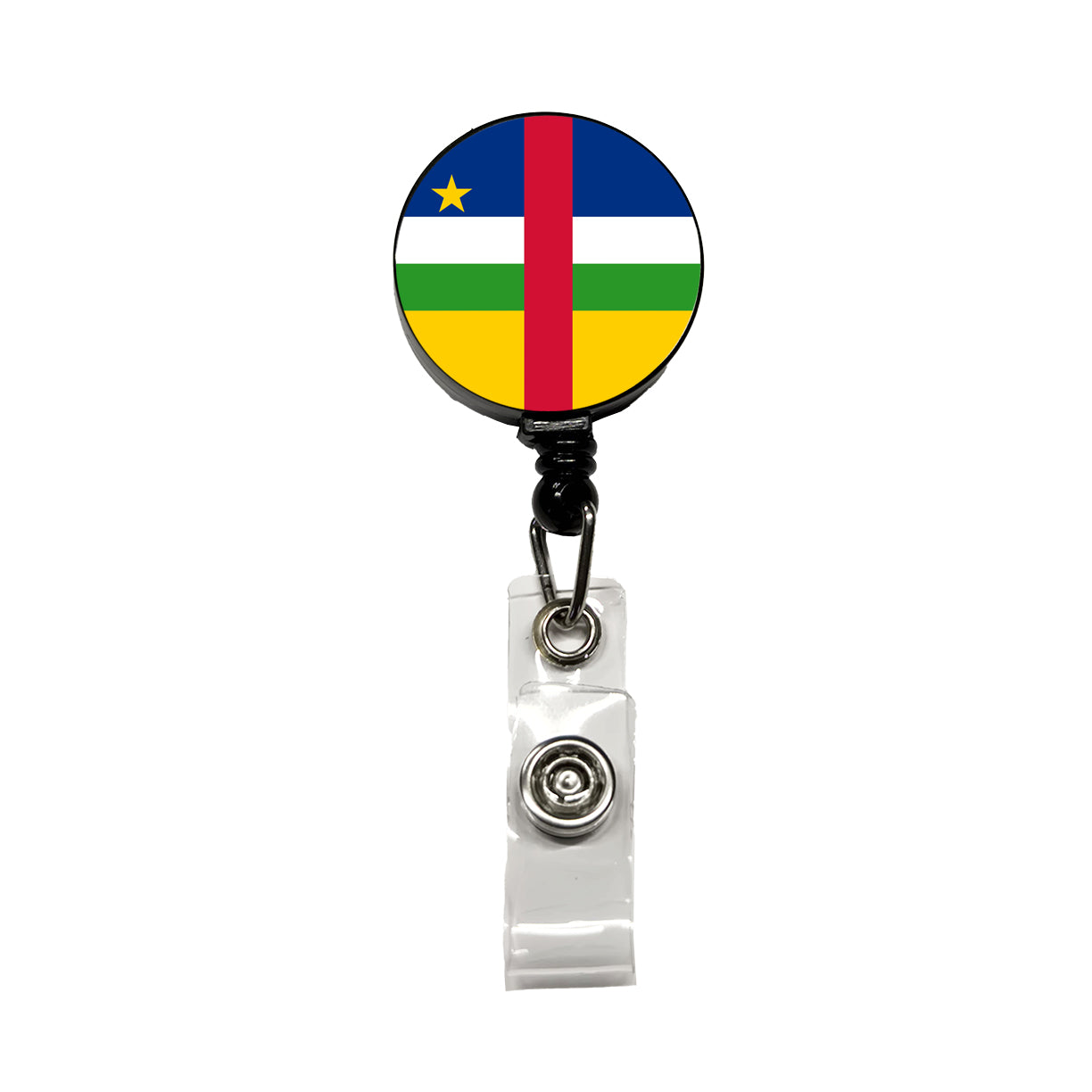 Central African Republic Country Flag Retractable ID Key Card Name Tag Badge Holder with Clip