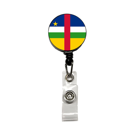 Central African Republic Country Flag Retractable ID Key Card Name Tag Badge Holder with Clip