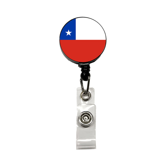 Chile Country Flag Retractable ID Key Card Name Tag Badge Holder with Clip