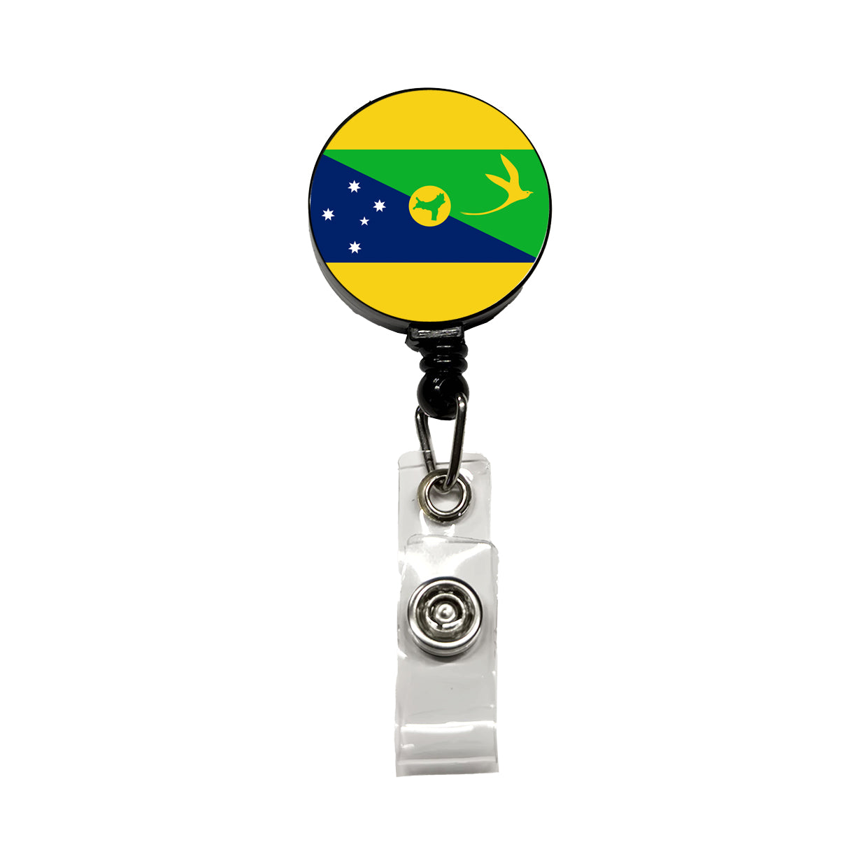 Christmas Island Country Flag Retractable ID Key Card Name Tag Badge Holder with Clip