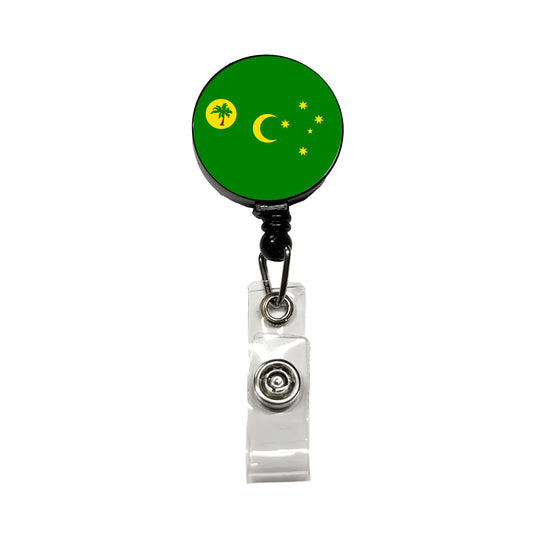 Cocos (Keeling) Islands Country Flag Retractable ID Key Card Name Tag Badge Holder with Clip