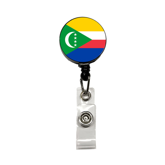 Comoros Country Flag Retractable ID Key Card Name Tag Badge Holder with Clip