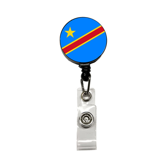 Congo (the Democratic Republic of the) Country Flag Retractable ID Key Card Name Tag Badge Holder with Clip