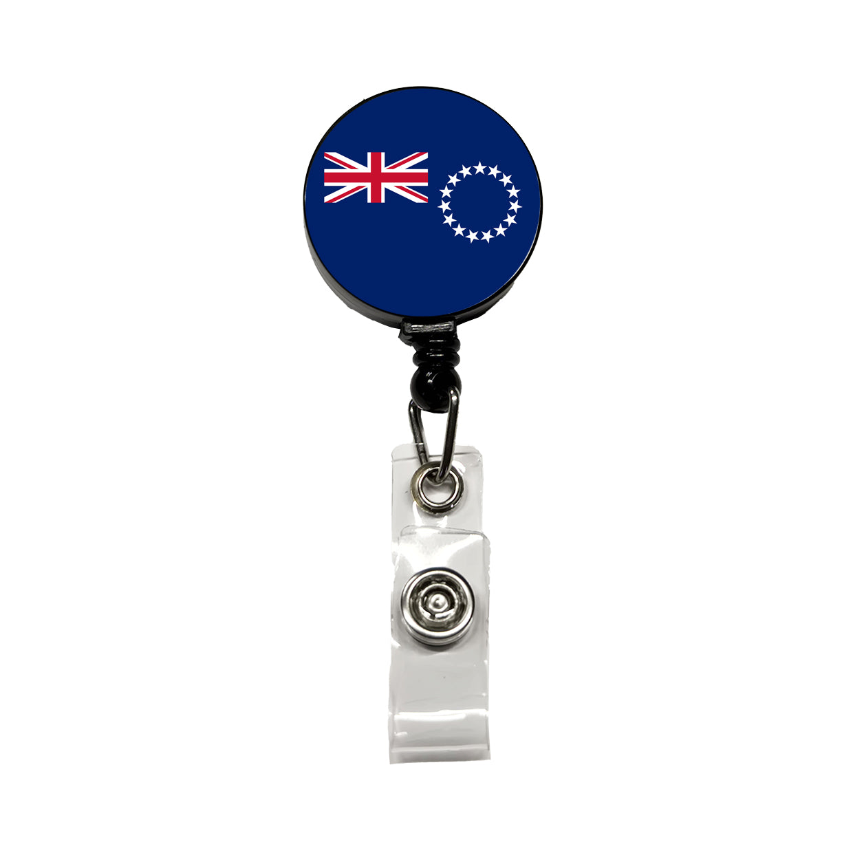 Cook Islands Country Flag Retractable ID Key Card Name Tag Badge Holder with Clip