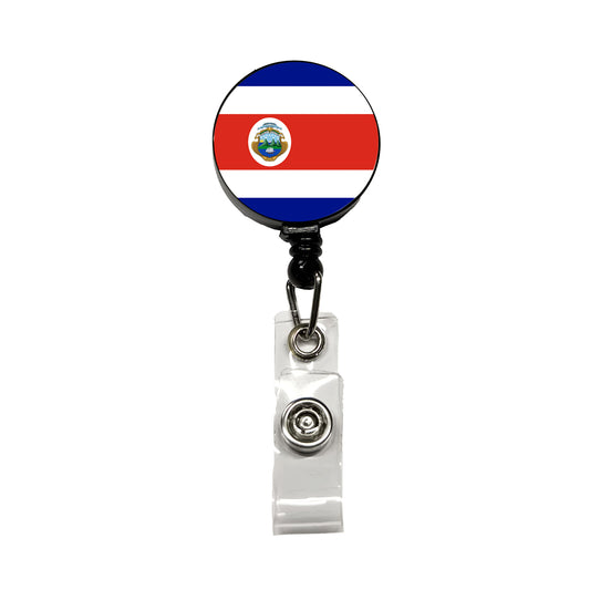 Costa Rica Country Flag Retractable ID Key Card Name Tag Badge Holder with Clip