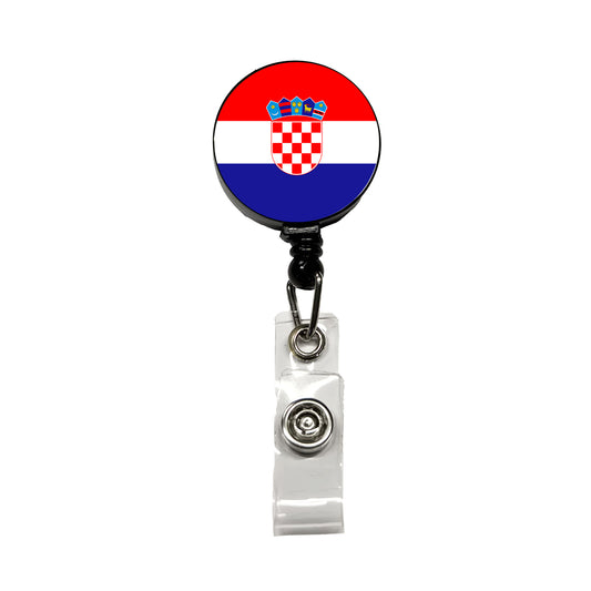 Croatia Country Flag Retractable ID Key Card Name Tag Badge Holder with Clip
