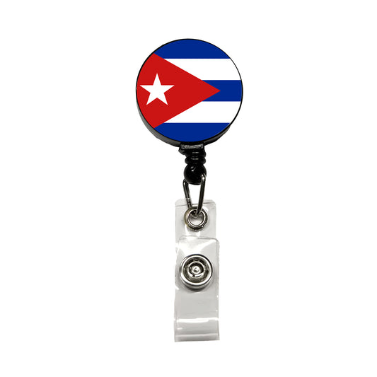 Cuba Country Flag Retractable ID Key Card Name Tag Badge Holder with Clip