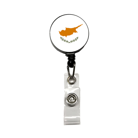 Cyprus Country Flag Retractable ID Key Card Name Tag Badge Holder with Clip