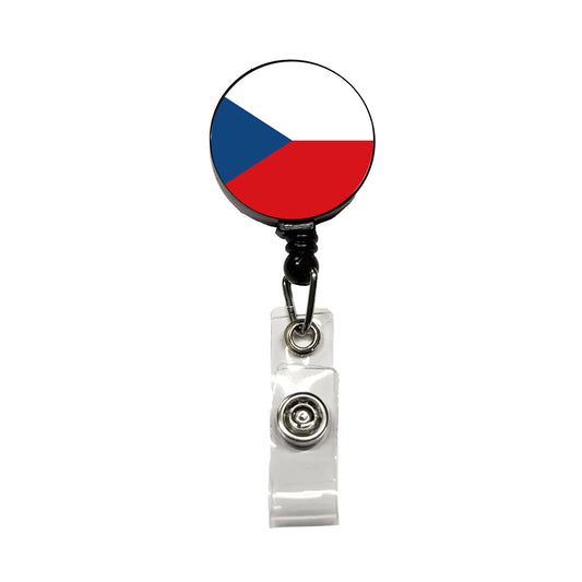 Czechia Country Flag Retractable ID Key Card Name Tag Badge Holder with Clip