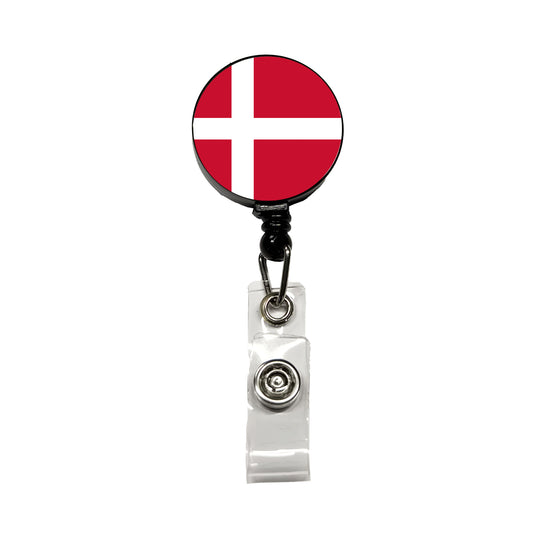 Denmark Country Flag Retractable ID Key Card Name Tag Badge Holder with Clip