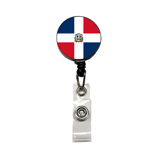 Dominican Republic Country Flag Retractable ID Key Card Name Tag Badge Holder with Clip
