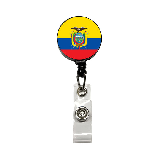 Ecuador Country Flag Retractable ID Key Card Name Tag Badge Holder with Clip