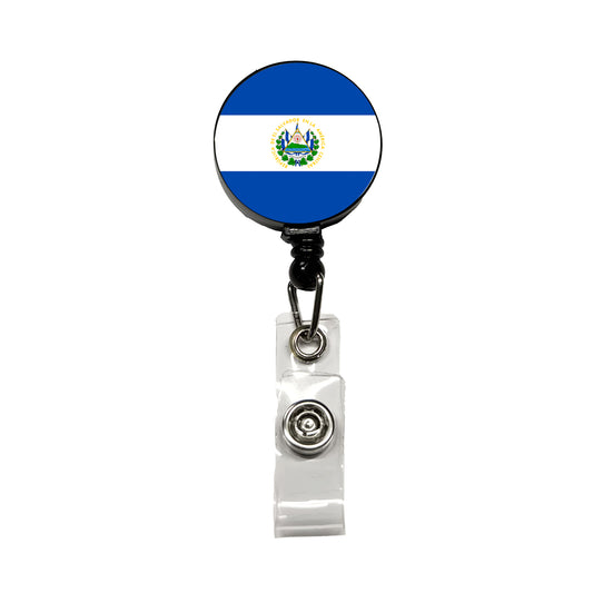 El Salvador Country Flag Retractable ID Key Card Name Tag Badge Holder with Clip