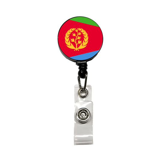 Eritrea Country Flag Retractable ID Key Card Name Tag Badge Holder with Clip