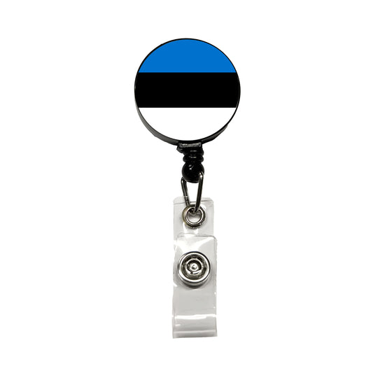 Estonia Country Flag Retractable ID Key Card Name Tag Badge Holder with Clip