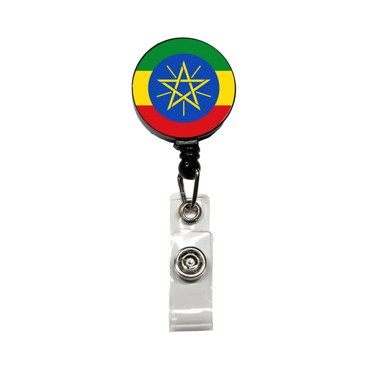 Ethiopia Country Flag Retractable ID Key Card Name Tag Badge Holder with Clip