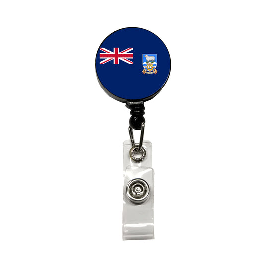 Falkland Islands Country Flag Retractable ID Key Card Name Tag Badge Holder with Clip