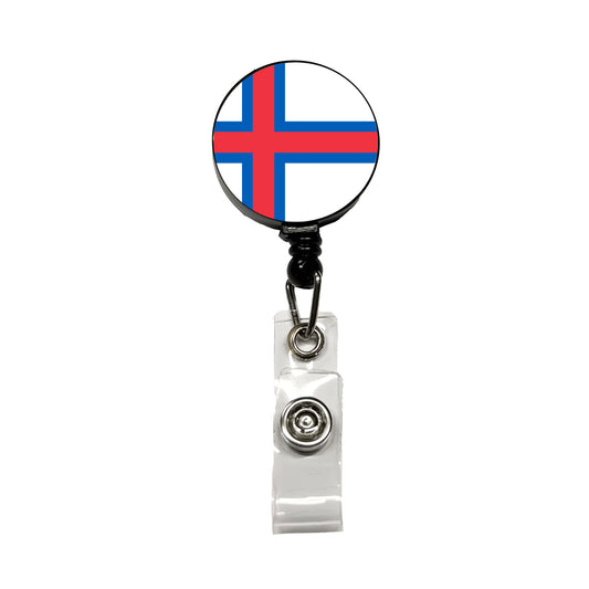 Faroe Islands Country Flag Retractable ID Key Card Name Tag Badge Holder with Clip