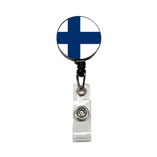 Finland Country Flag Retractable ID Key Card Name Tag Badge Holder with Clip