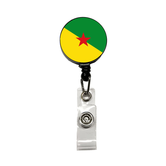 French Guiana Country Flag Retractable ID Key Card Name Tag Badge Holder with Clip