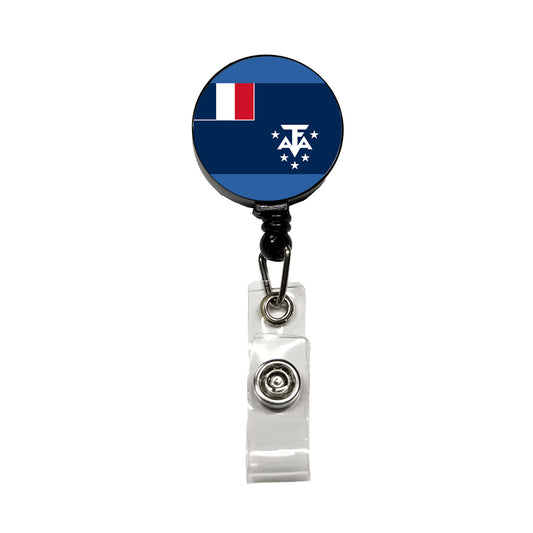 French Southern Territories Country Flag Retractable ID Key Card Name Tag Badge Holder with Clip
