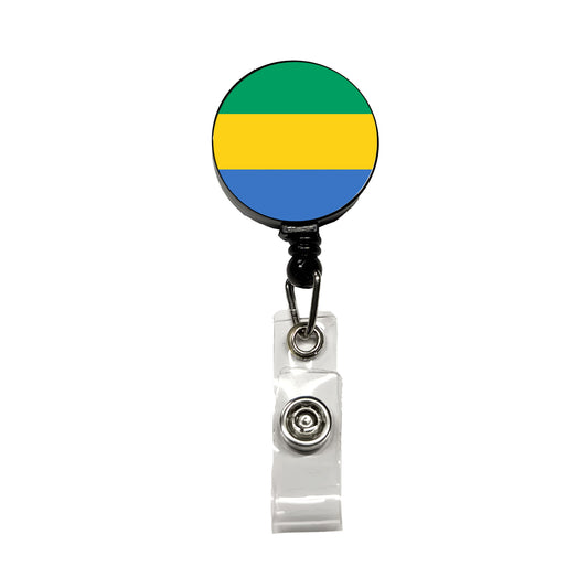 Gabon Country Flag Retractable ID Key Card Name Tag Badge Holder with Clip