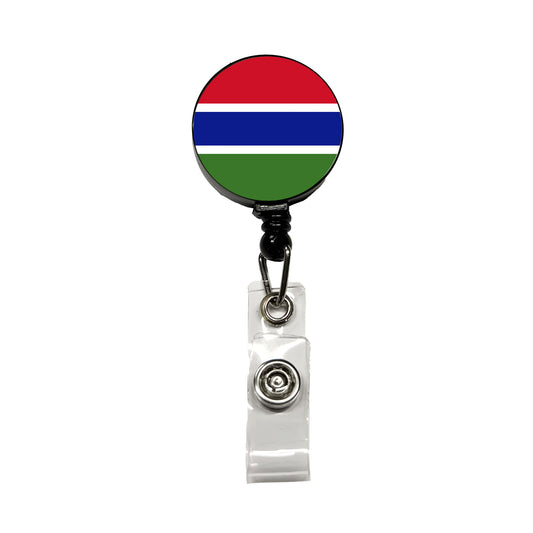 Gambia (the) Country Flag Retractable ID Key Card Name Tag Badge Holder with Clip