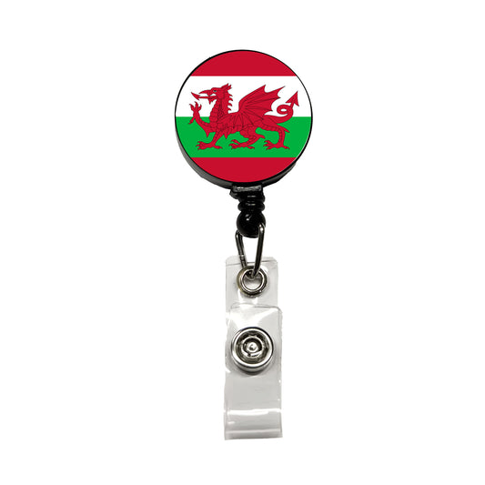 Great Britain Wales Country Flag Retractable ID Key Card Name Tag Badge Holder with Clip