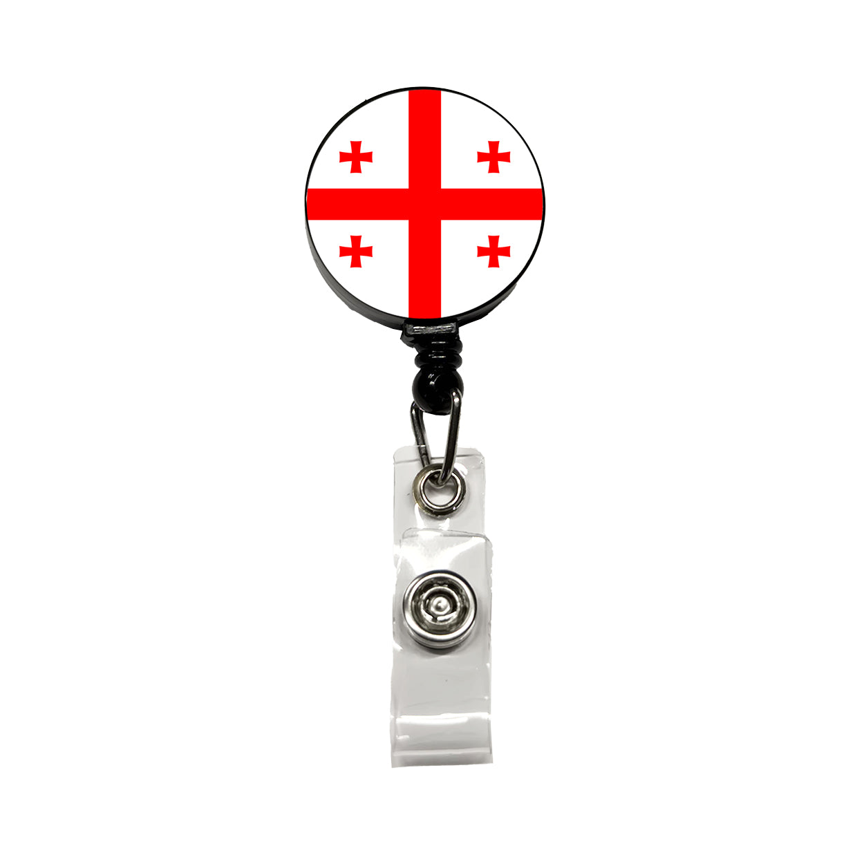 Georgia Country Flag Retractable ID Key Card Name Tag Badge Holder with Clip