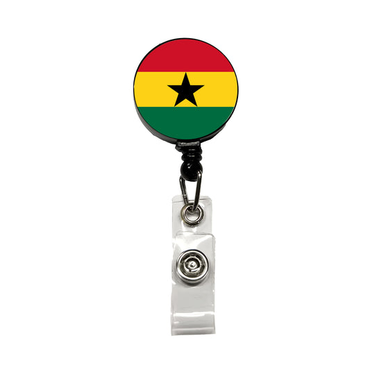 Ghana Country Flag Retractable ID Key Card Name Tag Badge Holder with Clip