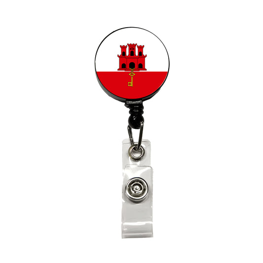 Gibraltar Country Flag Retractable ID Key Card Name Tag Badge Holder with Clip