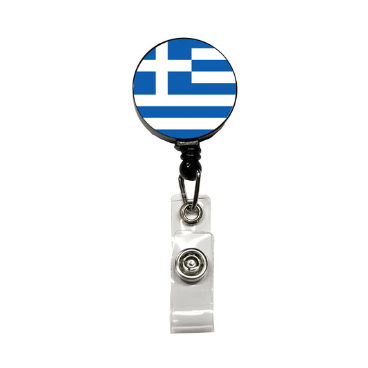 Greece Country Flag Retractable ID Key Card Name Tag Badge Holder with Clip