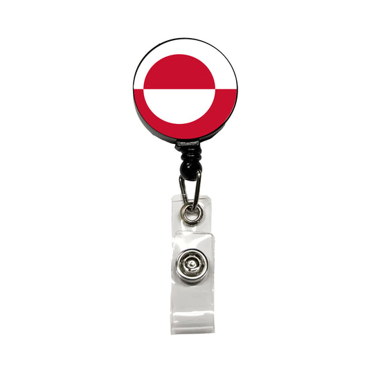 Greenland Country Flag Retractable ID Key Card Name Tag Badge Holder with Clip
