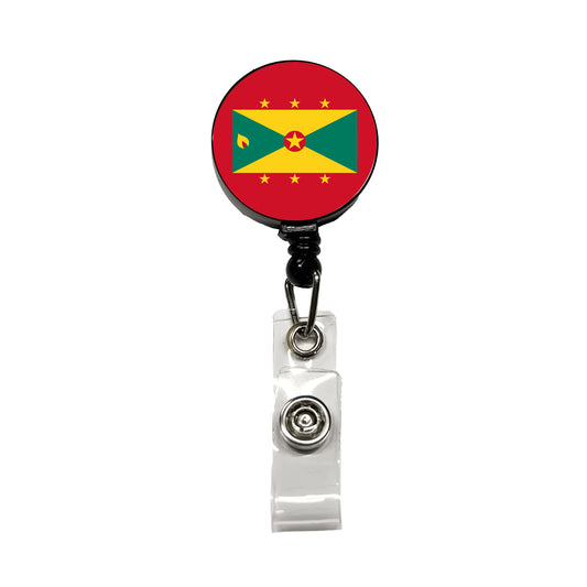 Grenada Country Flag Retractable ID Key Card Name Tag Badge Holder with Clip