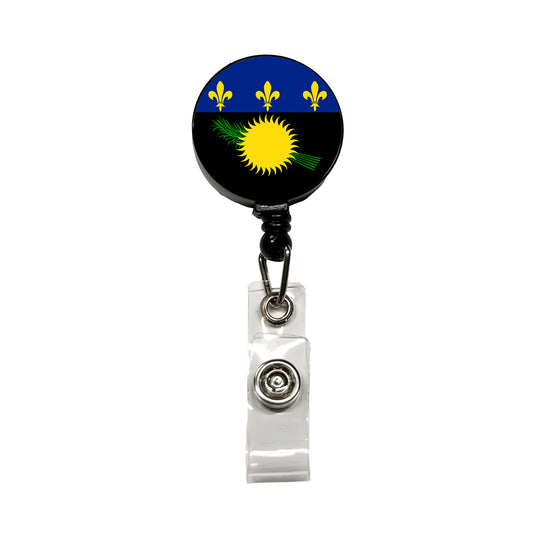 Guadeloupe Country Flag Retractable ID Key Card Name Tag Badge Holder with Clip