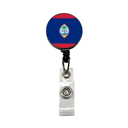 Guam Country Flag Retractable ID Key Card Name Tag Badge Holder with Clip